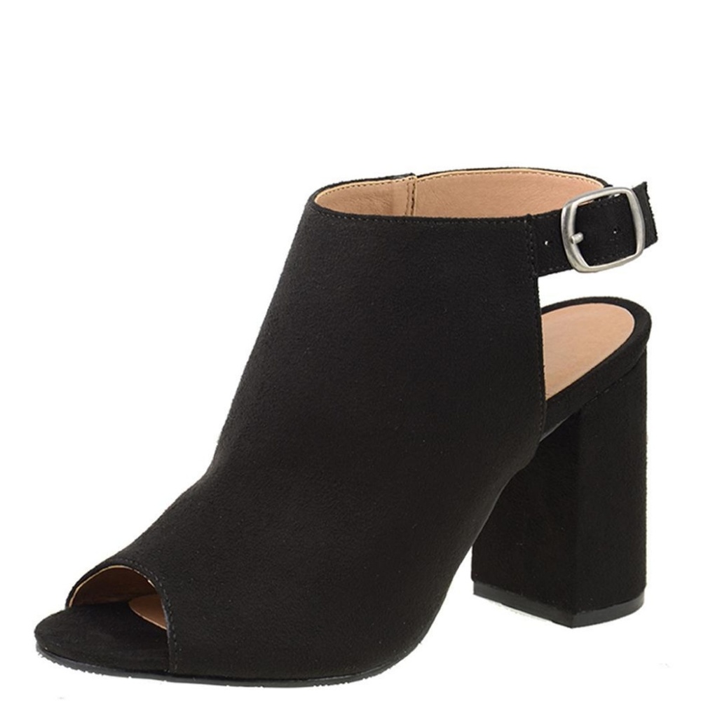 NEW Black Bestie Chunky Heel Faux Suede Bootie NIB - Picture 7 of 7